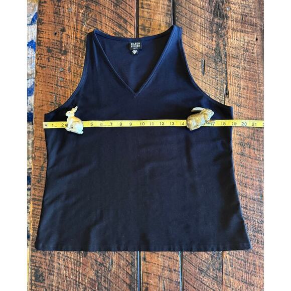 Eileen Fisher Womens V-Neck Black Viscose Tank Top Shell Size Petite Large - Picture 5 of 11